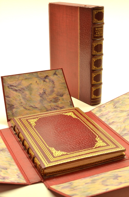 William Morris' "Gothic Architecture", in a pristien as-new Stikeman binding, housed ina four-fold chemise and matching half-leather slipcase, 1893