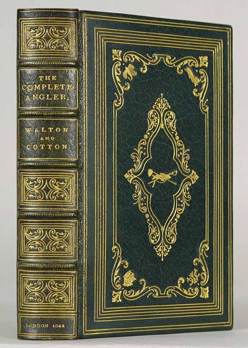 "The Compleat Angler", Walton and Cotton; in a Stikeman binding executed ca. 1892, front board exhibiting the same stamps as a number of bindings from this narrow period in the firm's output