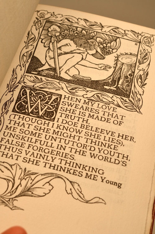 Woodcut Vignette of the "Passionate Pilgrim", with woodcut borders and Initial, designed and carved by Charles Ricketts