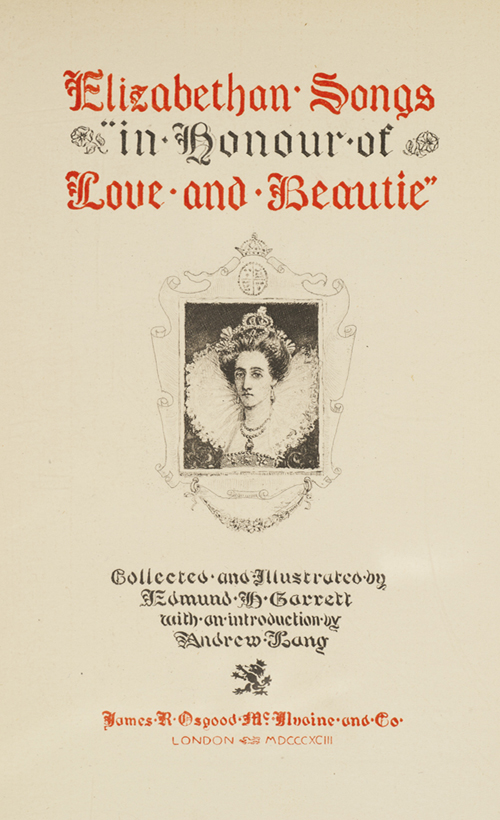 The Title Page from "Elizabethan Songs in Honour of Love and Beautie"