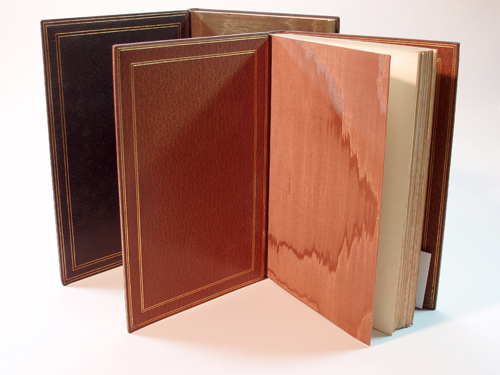The Bettens memorial volumes, doublures (or, inner board/covers) in matching Levant (Morrocan goatskin, from a now-extinct species).  